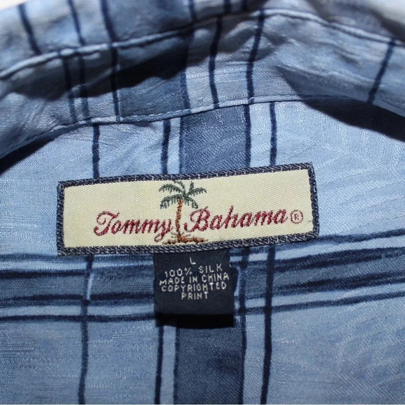 Tommy Bahama 100% Silk Short Sleeve Tropical Palm Tree Button Down Shirt Large - Picture 11 of 12